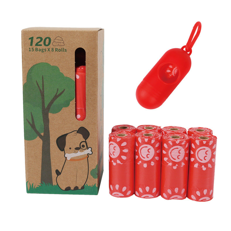 Degradable Vest Pet Poop Bag Dog Poop Bag Cherry Cat Shovel Poop Bag - 8 Rolls + Points