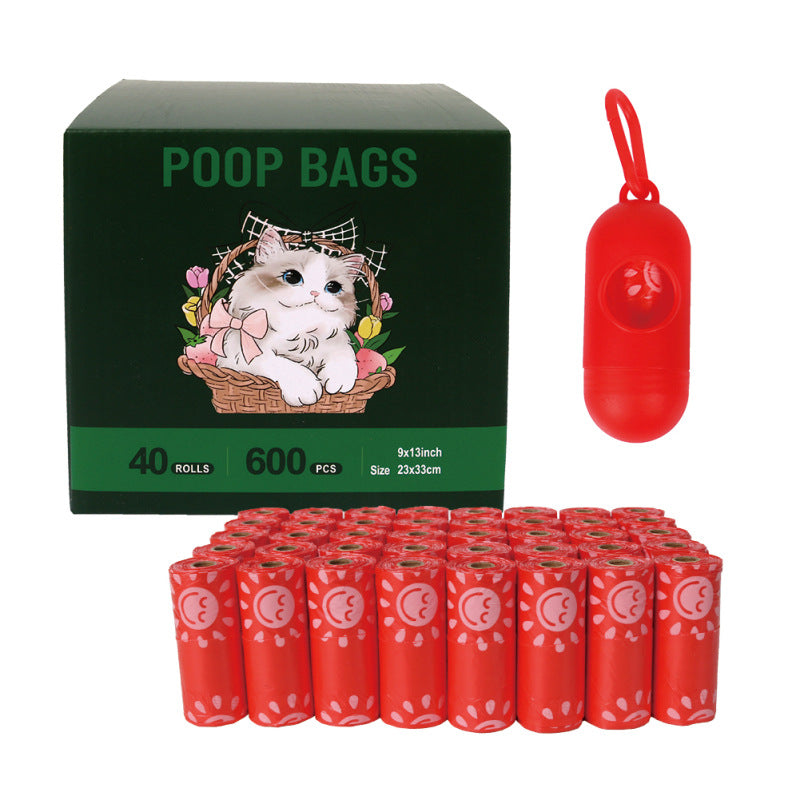Degradable Vest Pet Poop Bag Dog Poop Bag Cherry Cat Shovel Poop Bag - 40 Rolls + Points