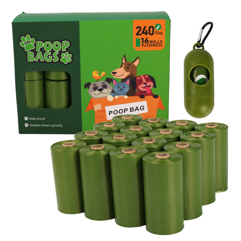 Degradable Pet Garbage Bag Amazon Dog Poop Bag Dog Poop Bag Thickened - 16 Package + Distributor-army Green