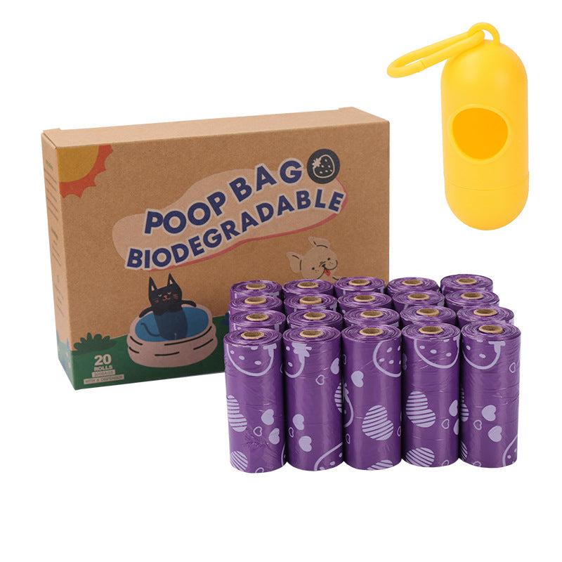 Factory Direct Supply Epi Degradable Poop Bag Dog Outing Poop Bag - 20 Rolls Of Purple Strawberries + Yellow Points