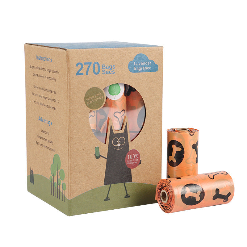 Degradable 1 Silk Pet Poop Bag Embossed Dark Green Non-fragrance Dog - Bone Orange 18 Pack