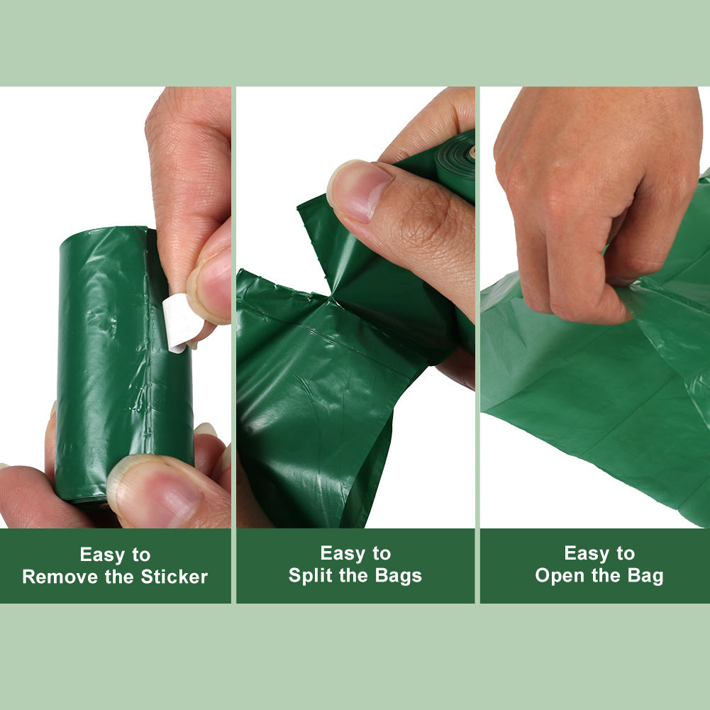 Cross-border Hot Dark Green Pet Garbage Bag 1 5 Silk Degradable Pet - view 3