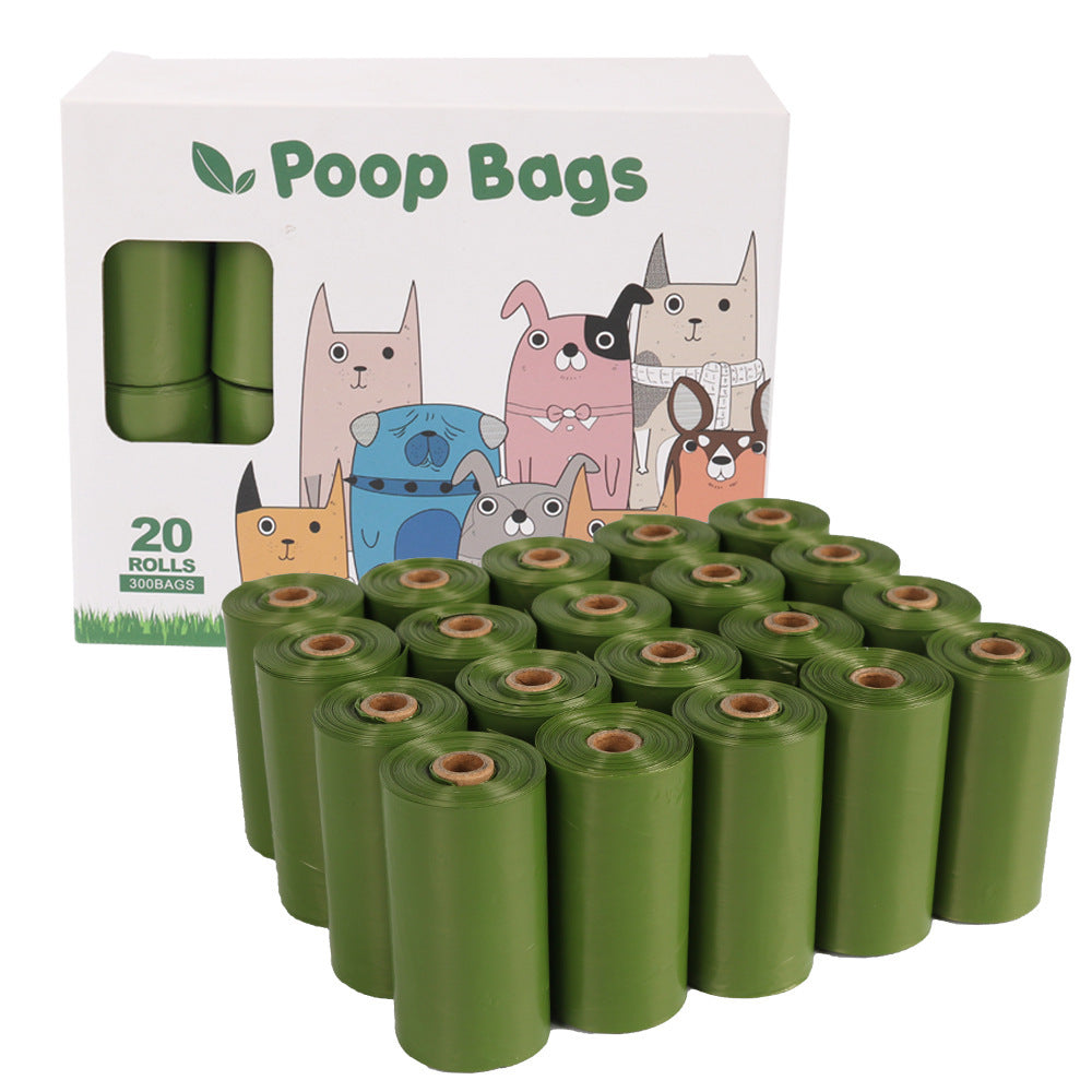 Biodegradable Pet Garbage Bag Stool Bag Thickened Portable Disposable - 20 Rolls 1.5 Silk Army Green No Printing