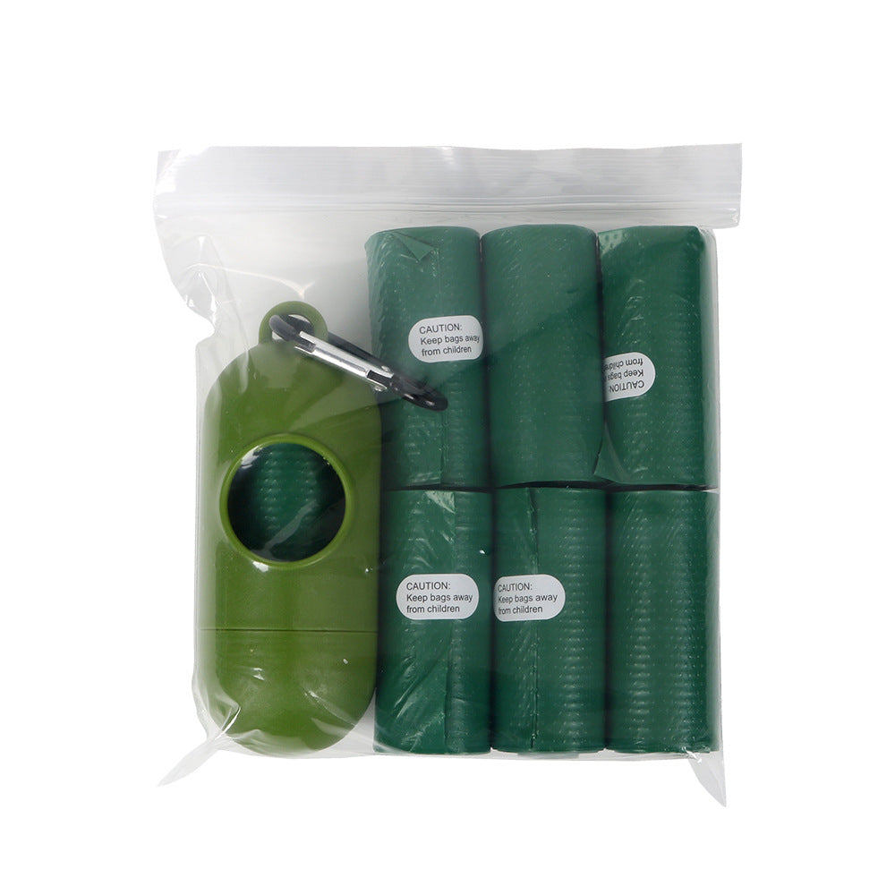 Cross-border Hot Dark Green Pet Garbage Bag 1 5 Silk Degradable Pet - 7 Volume Self-sealing Bag