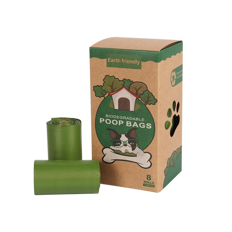 Biodegradable Pet Garbage Bag Stool Bag Thickened Portable Disposable - 8 Rolls 1.5 Silk Army Green Without Printing