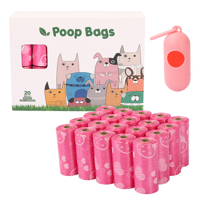 Dark Green Degradable Pet Poop Bag Epi Dog Poop Bag Pet Garbage Bag - Pink Strawberry 20+ Pieces In Roll
