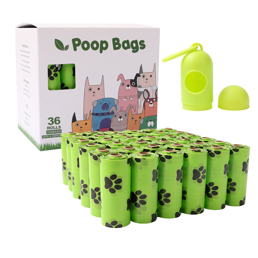 Cross-border 36 Rolls Biodegradable Pet Stool Bag Fragrant Silk Shit - Green Footprints