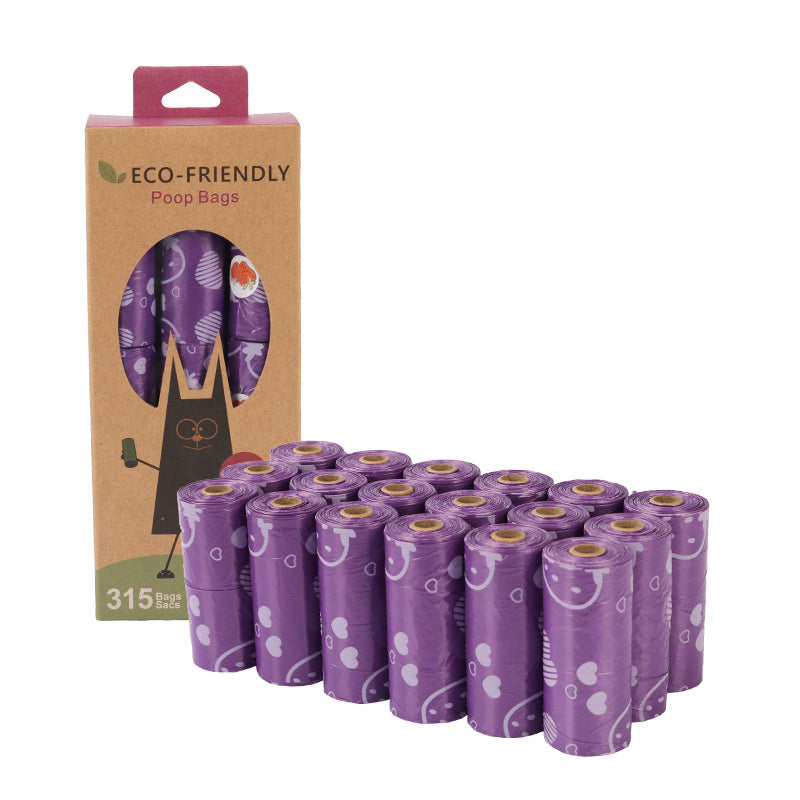 Dark Green Degradable Pet Poop Bag Epi Dog Poop Bag Pet Garbage Bag - Purple Strawberry 21 Rolls