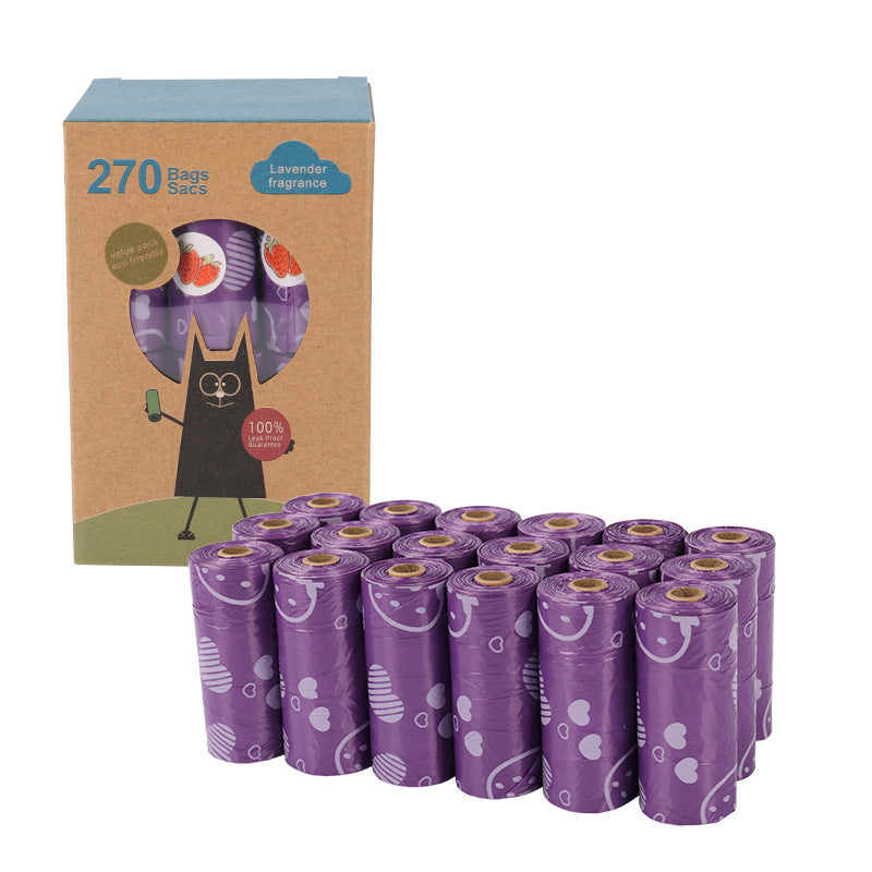 Factory Direct Supply Epi Degradable Poop Bag Dog Outing Poop Bag - 18 Rolls Of Purple Strawberries