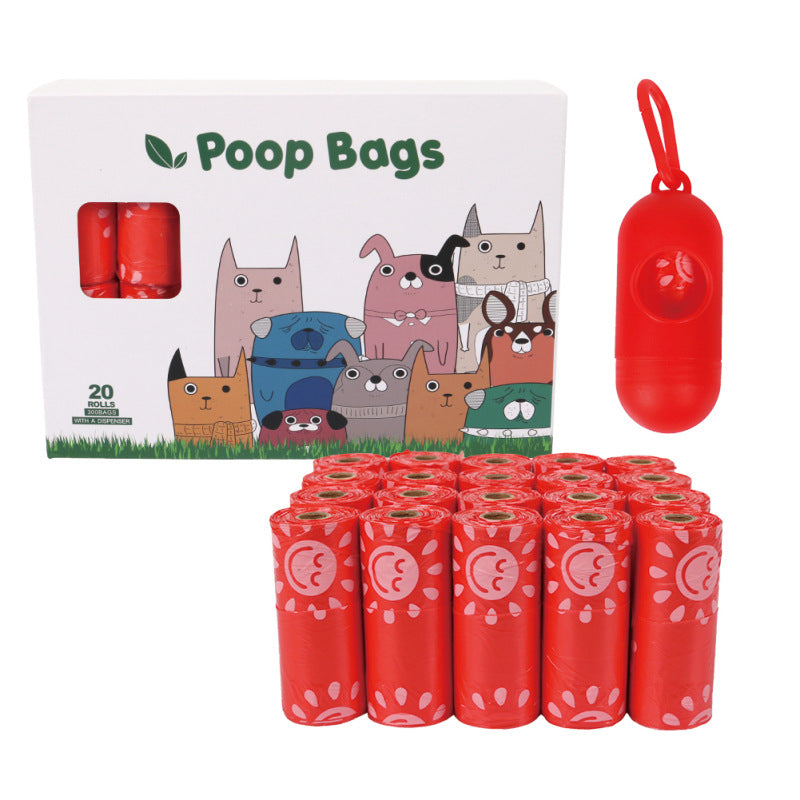 Degradable Vest Pet Poop Bag Dog Poop Bag Cherry Cat Shovel Poop Bag - 20 Rolls + Points