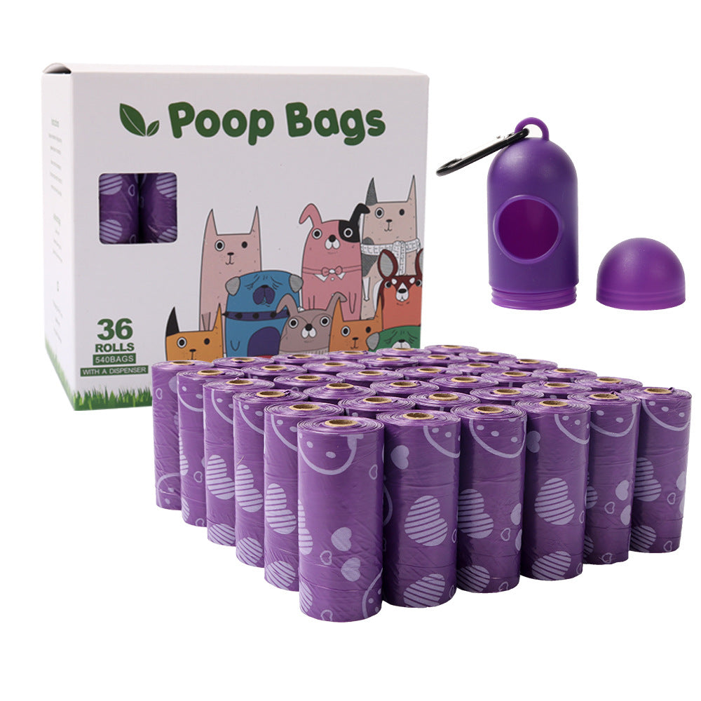 Cross-border 36 Rolls Biodegradable Pet Stool Bag Fragrant Silk Shit - Purple Strawberry
