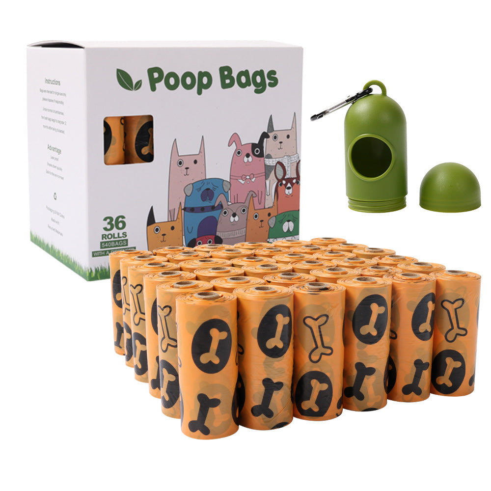 Cross-border 36 Rolls Biodegradable Pet Stool Bag Fragrant Silk Shit - Orange Bones