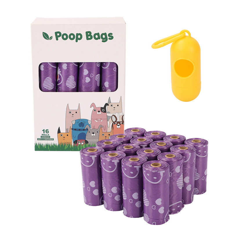 Cross-border Degradable Pet Stool Bag Disposable Shit Bag Epi - Pink 16 Pack
