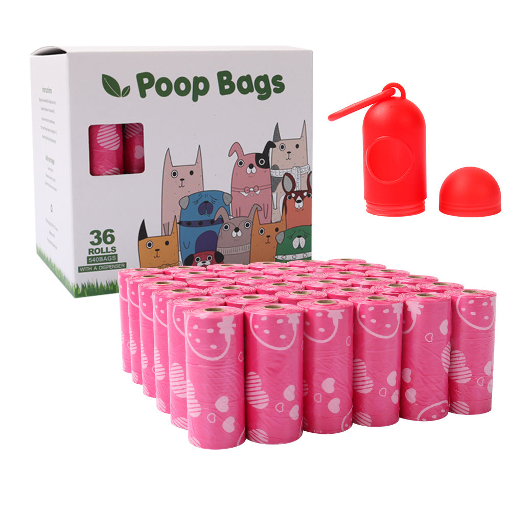 Cross-border 36 Rolls Biodegradable Pet Stool Bag Fragrant Silk Shit - Pink Strawberry