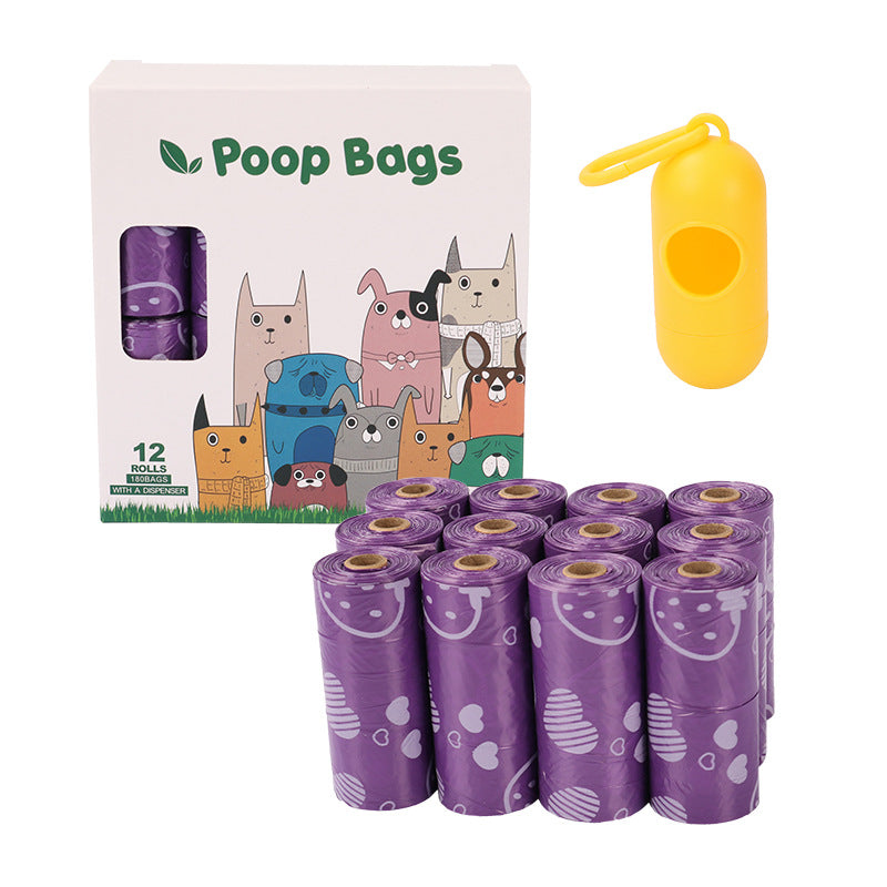 Dark Green Degradable Pet Poop Bag Epi Dog Poop Bag Pet Garbage Bag - Purple Strawberry 12+ Separated Pack