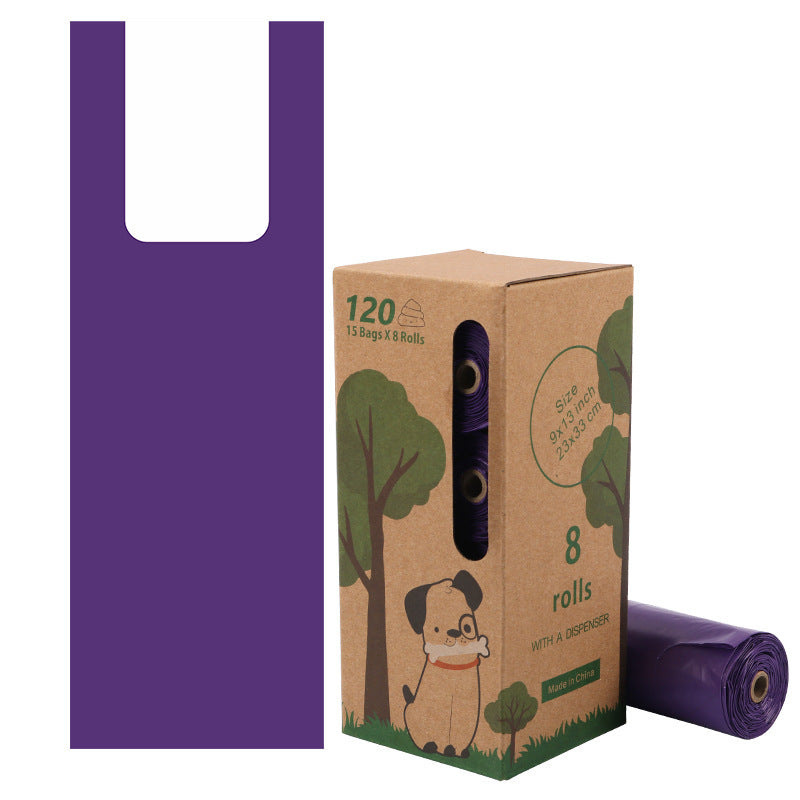 Dark Green Degradable Pet Poop Bag Epi Dog Poop Bag Pet Garbage Bag - Purple Vest 1.5 Silk 8 Rolls