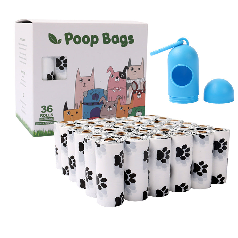 Cross-border 36 Rolls Biodegradable Pet Stool Bag Fragrant Silk Shit - White Footprints