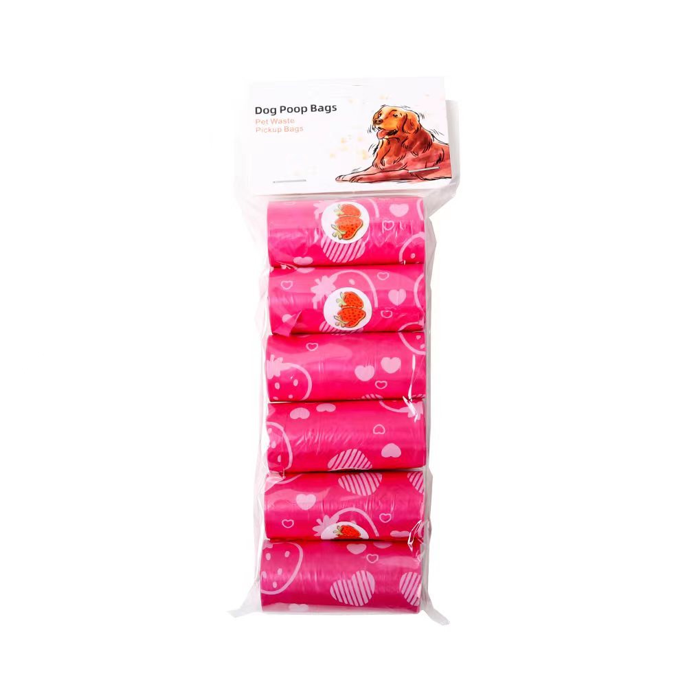 Cross-border Degradable Pet Stool Bag Disposable Shit Bag Epi - Pink Clip Head 6 Package