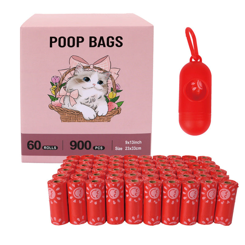 Dark Green Degradable Pet Poop Bag Epi Dog Poop Bag Pet Garbage Bag - Red Vest Bag 60 Rolls + Points