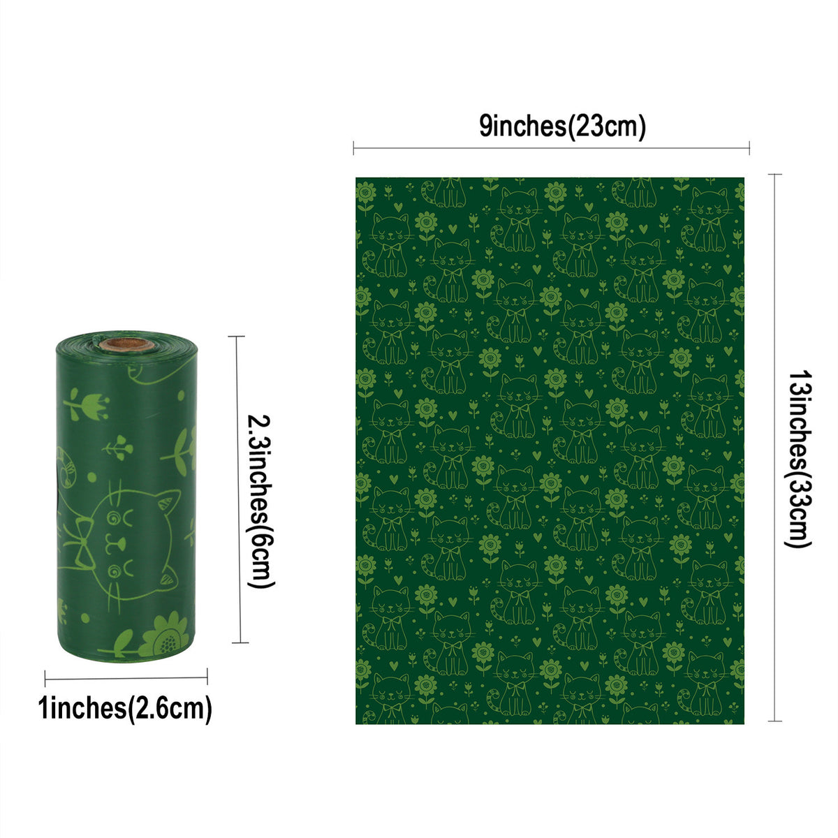 Biodegradable Pet Garbage Bag Stool Bag Thickened Portable Disposable - 1.2 Silk Green Cat 10 Rolls In Bulk