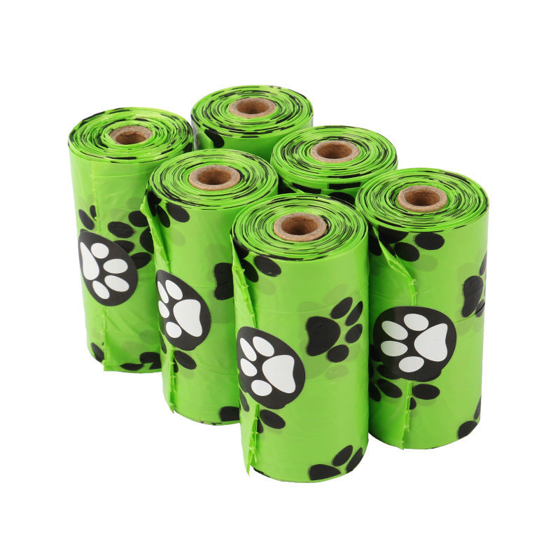 Dark Green Degradable Pet Poop Bag Epi Dog Poop Bag Pet Garbage Bag - Footprint Green Transparent Bag 6 Rolls