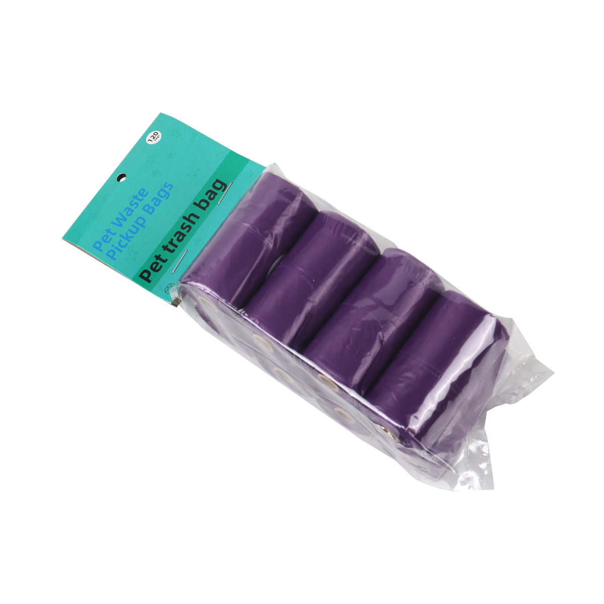 Thickened Pet Garbage Bag Degradable Feces Picking Bag Rolled Vessel - 8 Rolls Purple