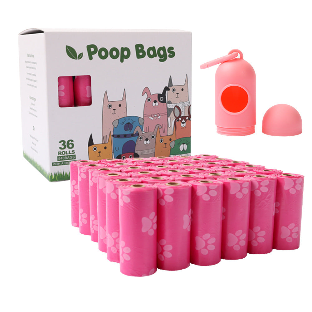 Cross-border 36 Rolls Biodegradable Pet Stool Bag Fragrant Silk Shit - Pink Footprints
