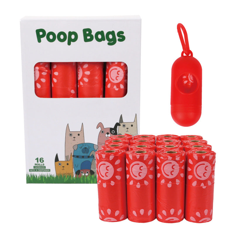Dark Green Degradable Pet Poop Bag Epi Dog Poop Bag Pet Garbage Bag - Red Vest Bag 16 Rolls + Points