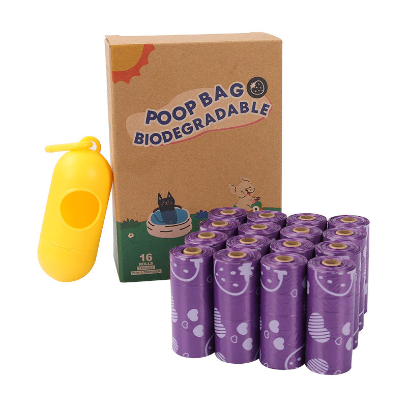 Factory Direct Supply Epi Degradable Poop Bag Dog Outing Poop Bag - 16 Rolls Of Purple Strawberries + Yellow Points