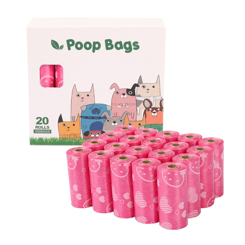 Cross-border Degradable Pet Stool Bag Disposable Shit Bag Epi - Pink 20 Pack