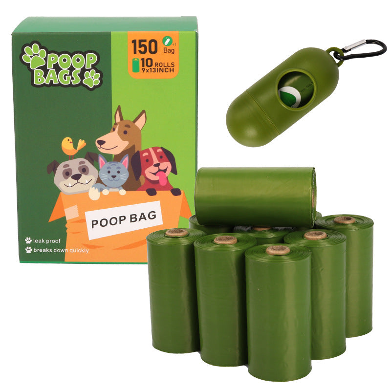 Degradable Pet Garbage Bag Amazon Dog Poop Bag Dog Poop Bag Thickened - 10 Roll + Dispenser-army Green