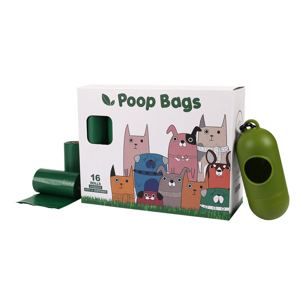 Cross-border Hot Dark Green Pet Garbage Bag 1 5 Silk Degradable Pet - view 5
