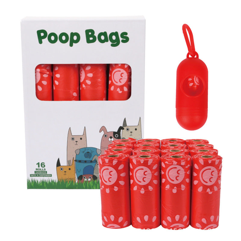 Degradable Vest Pet Poop Bag Dog Poop Bag Cherry Cat Shovel Poop Bag - 16 Rolls + Points